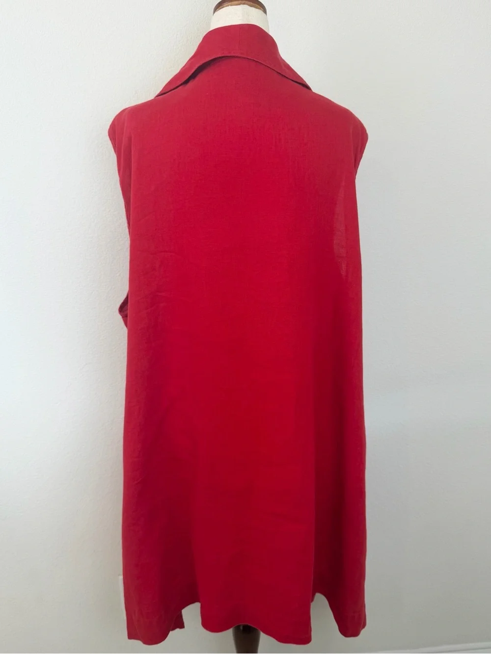 FLAX Red Linen One Button Duster Vest Size Large